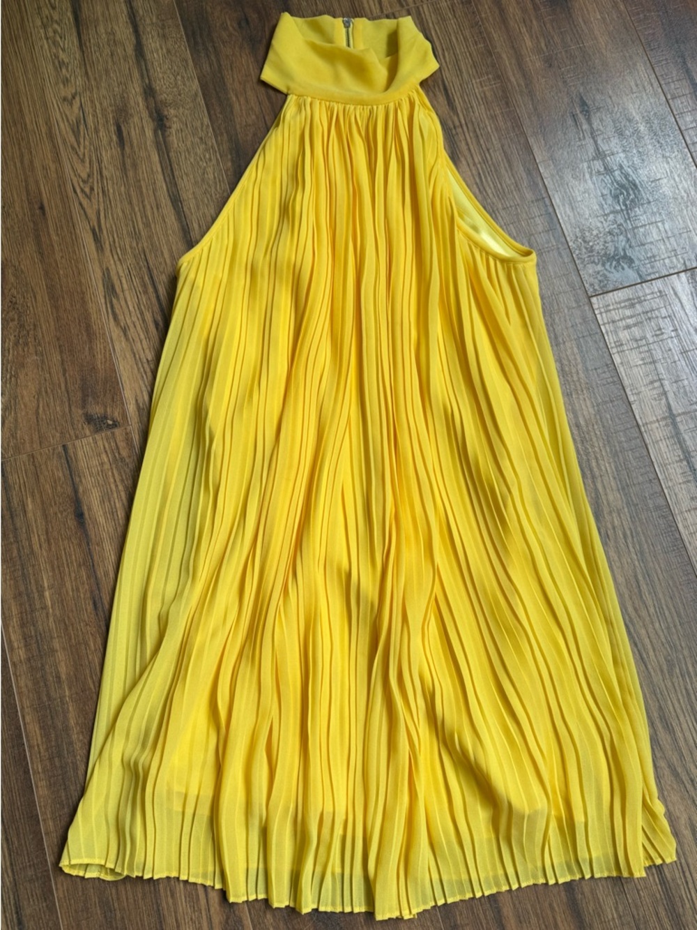 Naked Zebra Sunny Yellow Pleated Dress